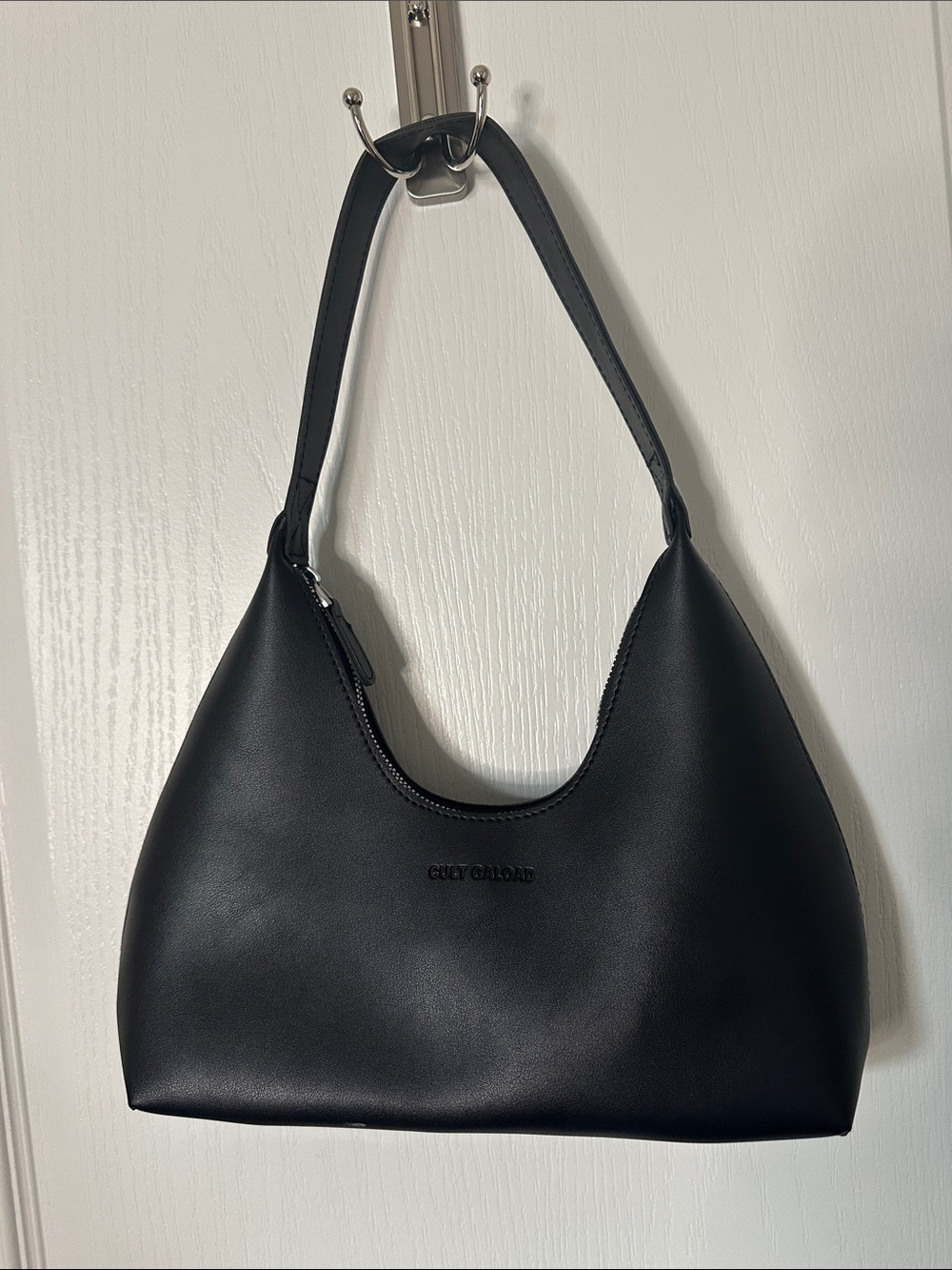 Cult Gaload Black faux Leather Crescent Shoulder Bag mini chic purse one strap